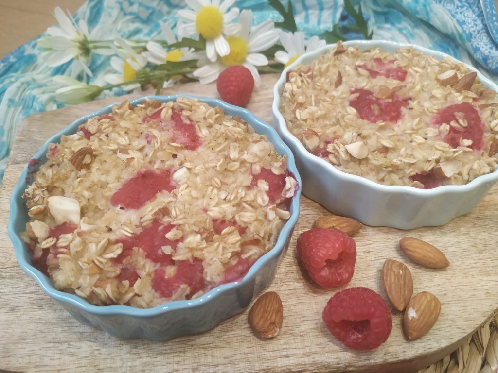 Avena horneada con frambuesa
