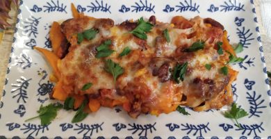 Boniato estilo tex-mex vegano