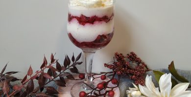 Postre de frambuesa y merengue sin azúcar