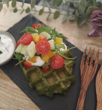 Gofres salados y saludables de espinacas