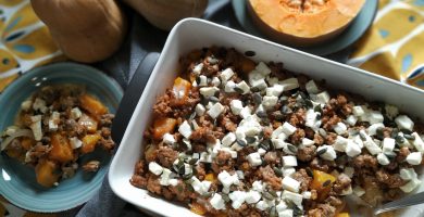 Calabaza con carne picada al horno