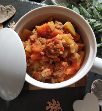 Plato único de carne picada con patata y zanahoria