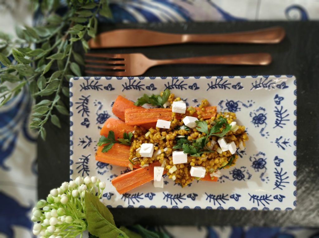 Trigo sarraceno con zanahoria y queso feta sin gluten