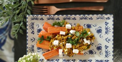 Trigo sarraceno con zanahoria y queso feta sin gluten